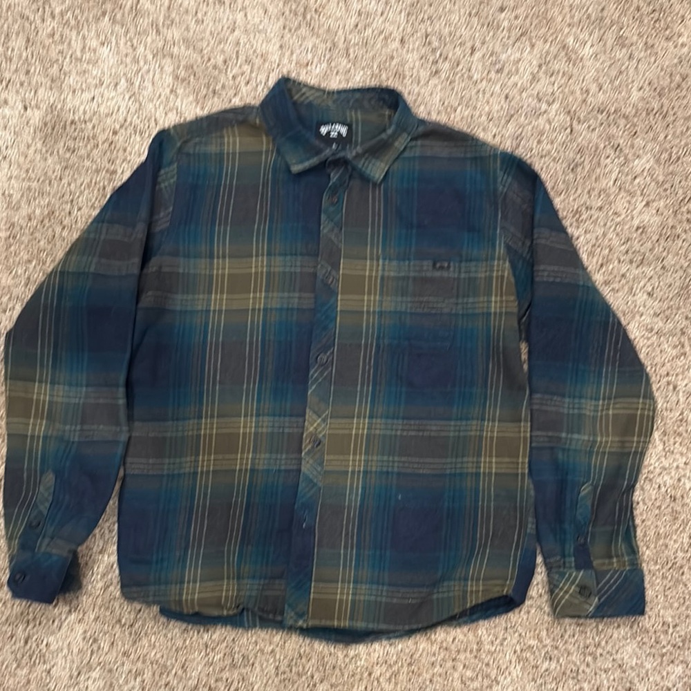 Billabong Classic Blue and Green Button Down Shirt